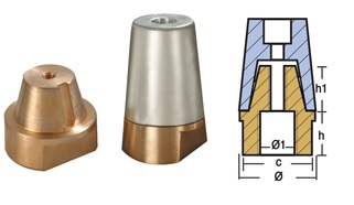 Anodo Ogiva tipo Radice + Bronzo Conico per Asse Ø 50 mm. - Clicca l'immagine per chiudere